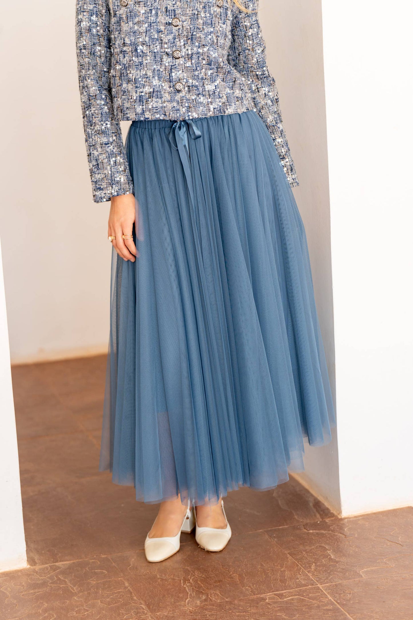 Aria long tulle skirt old rose
