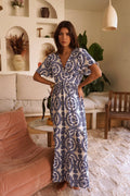 Rhéa dress: White - Blue