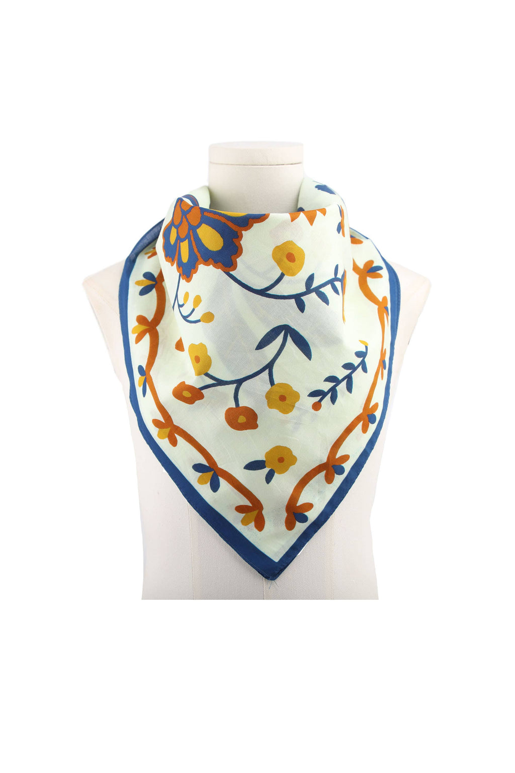 Small floral print cotton square Navy Blue