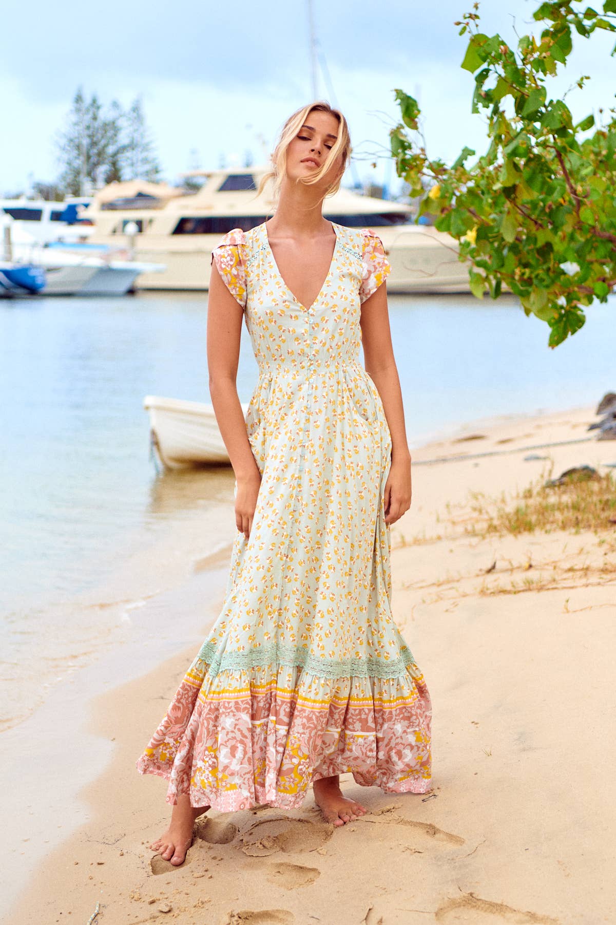 MAISHA PRINT CARMEN MAXI DRESS