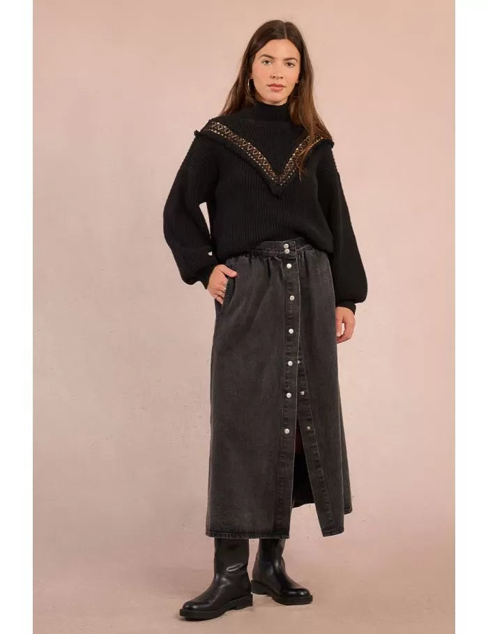 Long denim skirt