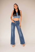 Wide high waist stretch Flare jeans: Bruise