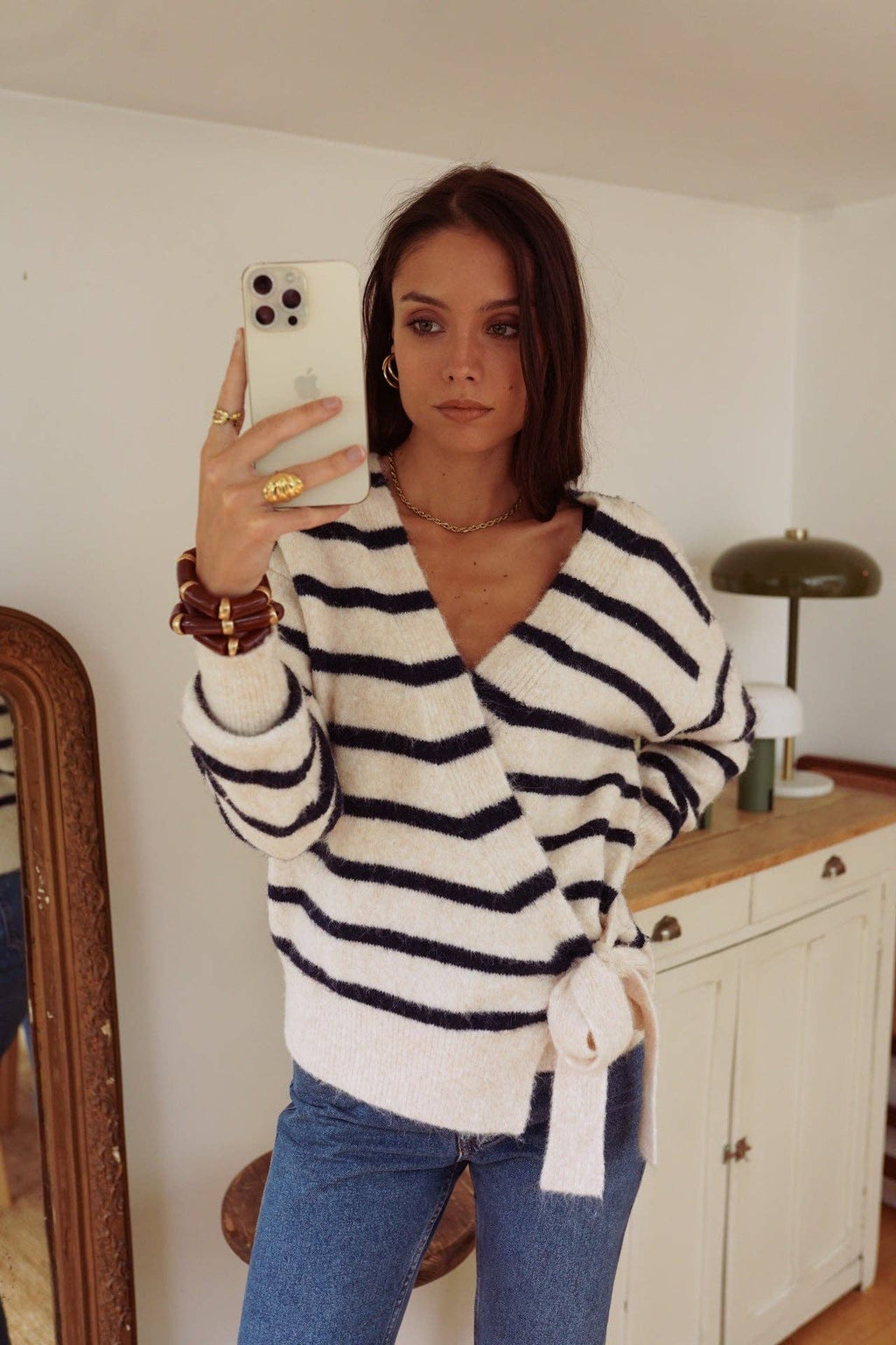 Maille Laureen: Beige - Marine
