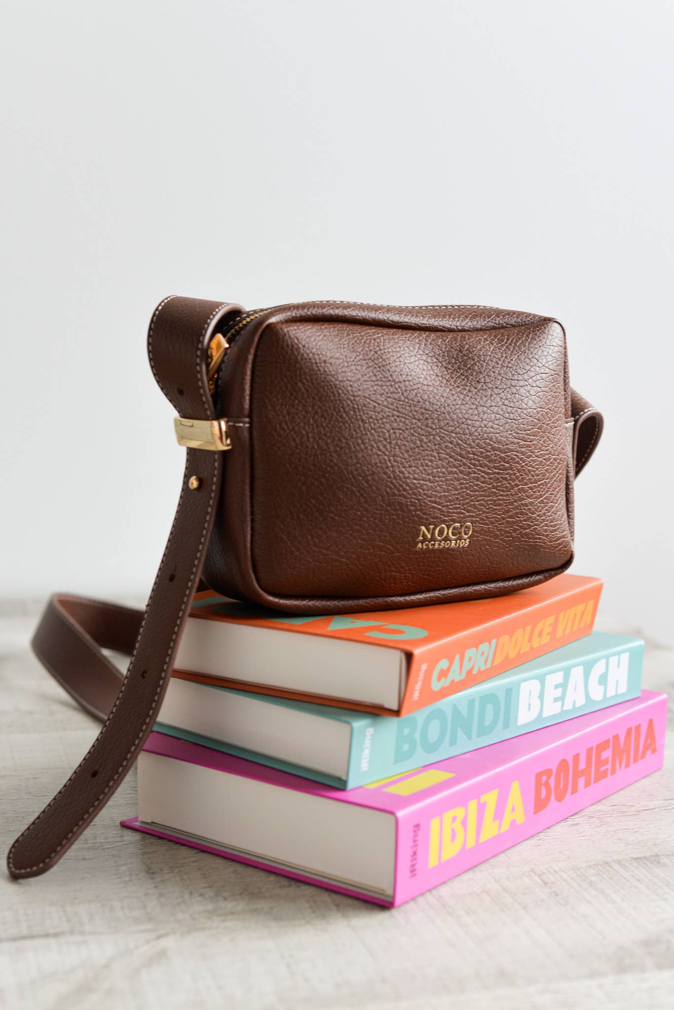 Vegan Leather Brown Adjustable Crossbody Bag