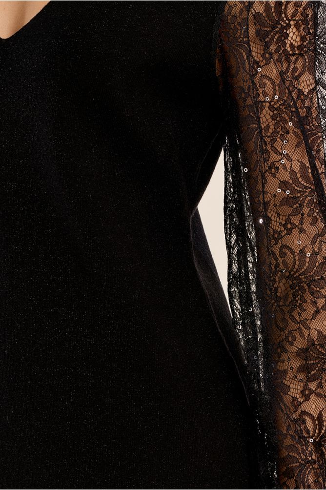 Black dress with lace sleeve