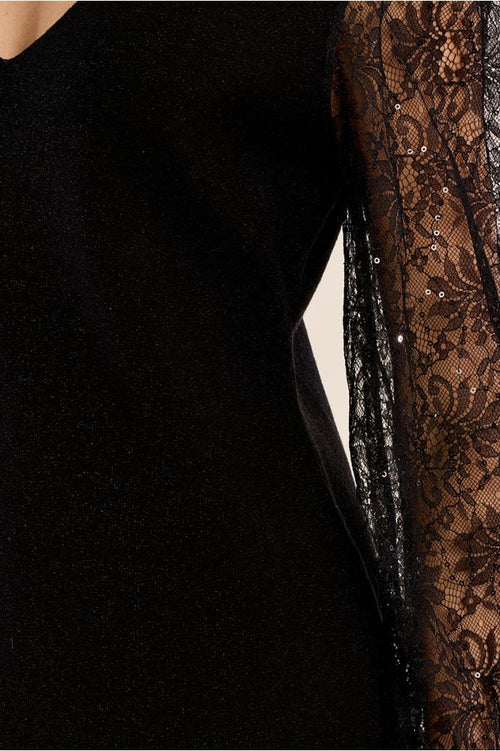 Black dress with lace sleeve