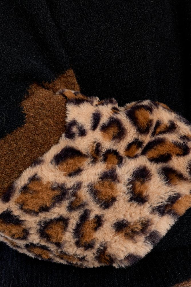Leopard and knit mix sweater