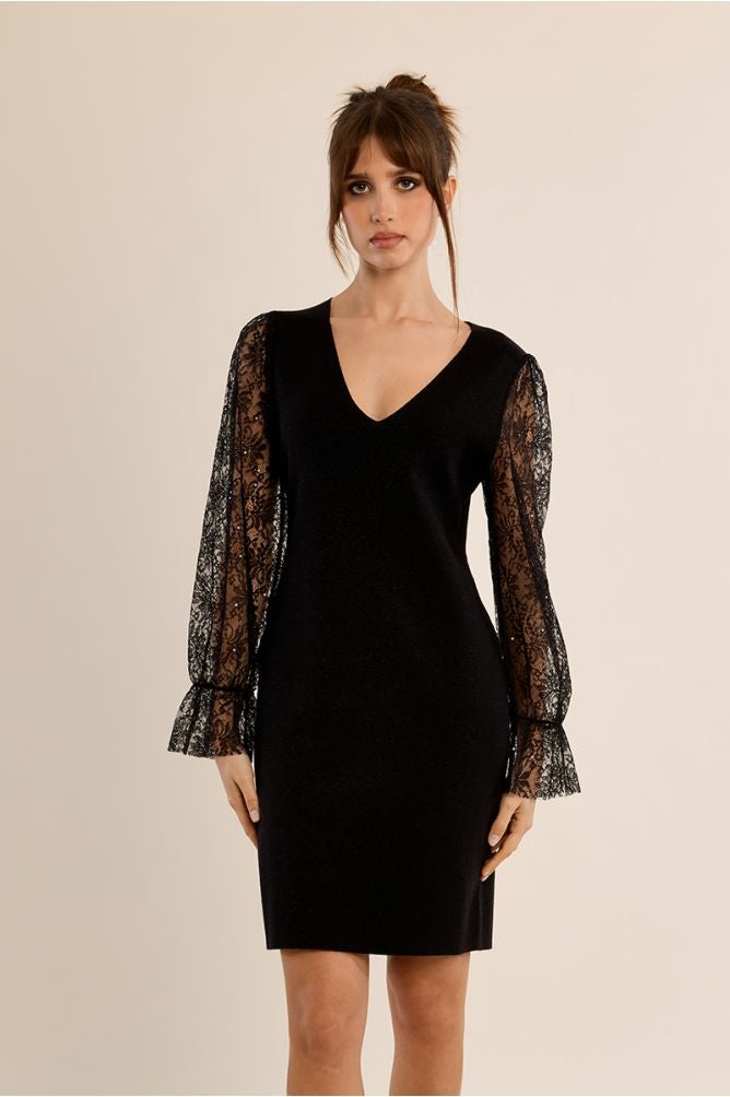 Black dress with lace sleeve