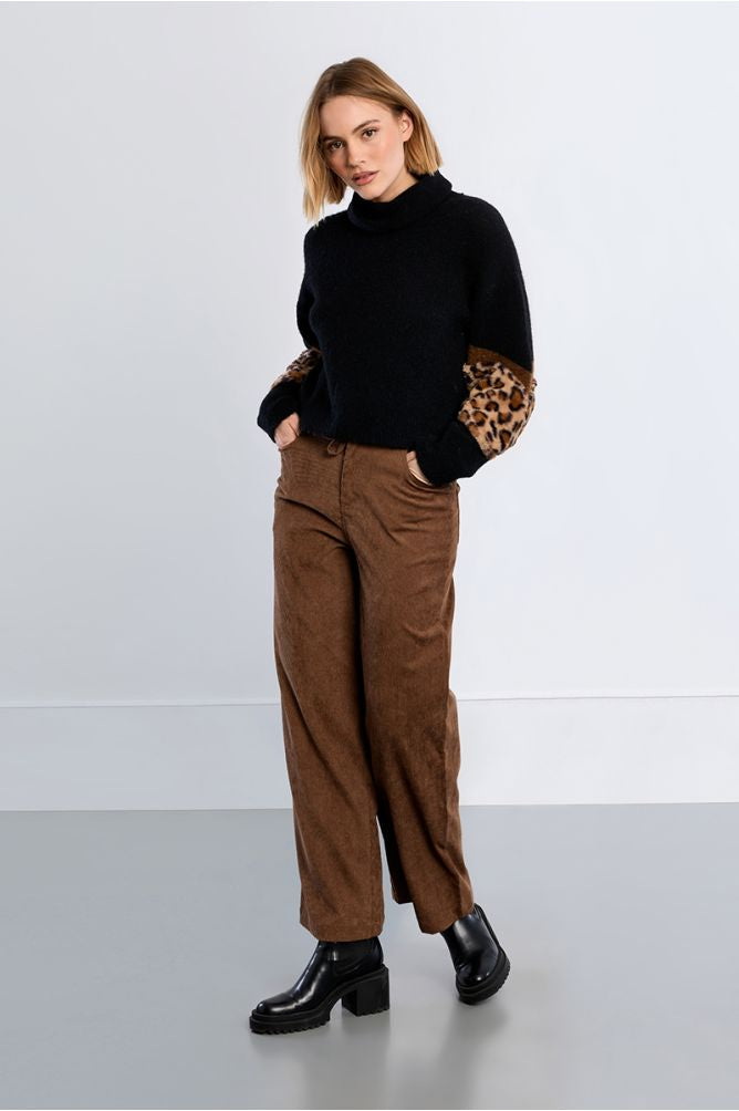 Leopard and knit mix sweater
