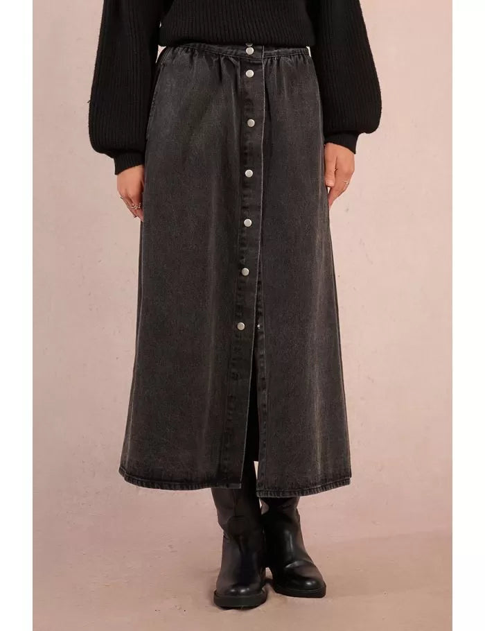Long denim skirt