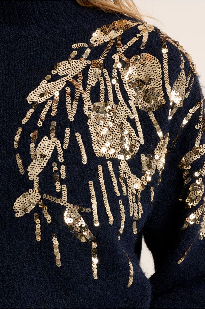 Navy sweater with embellishment