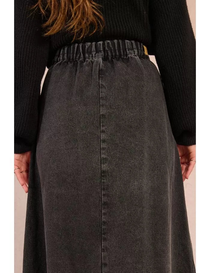 Long denim skirt