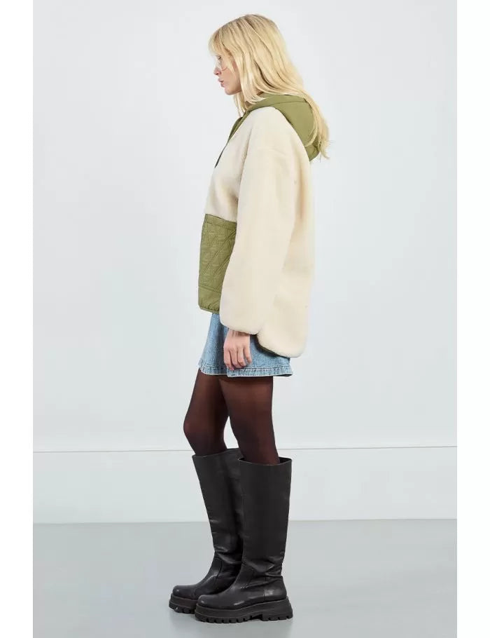 Bi material parka jacket