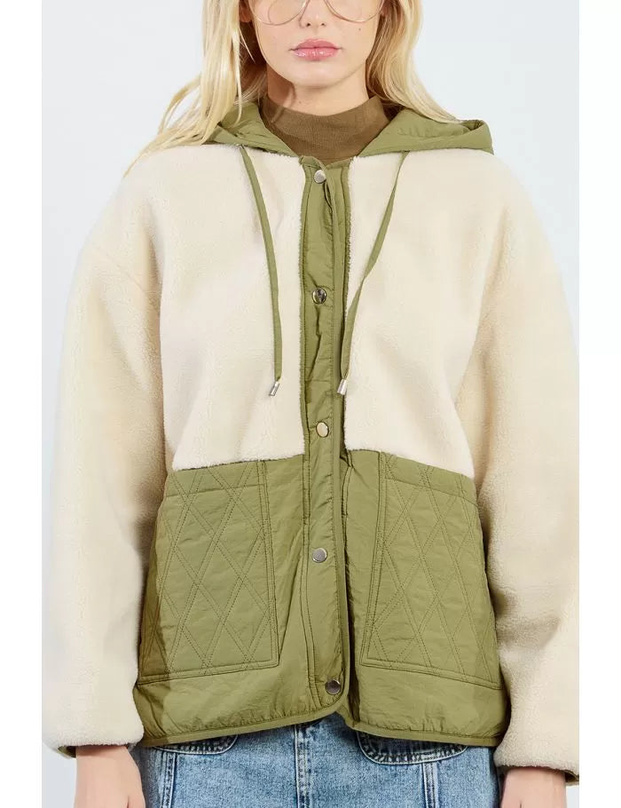 Bi material parka jacket