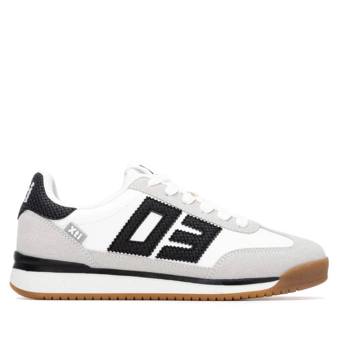 Mixed textile trainer in black, grey and white