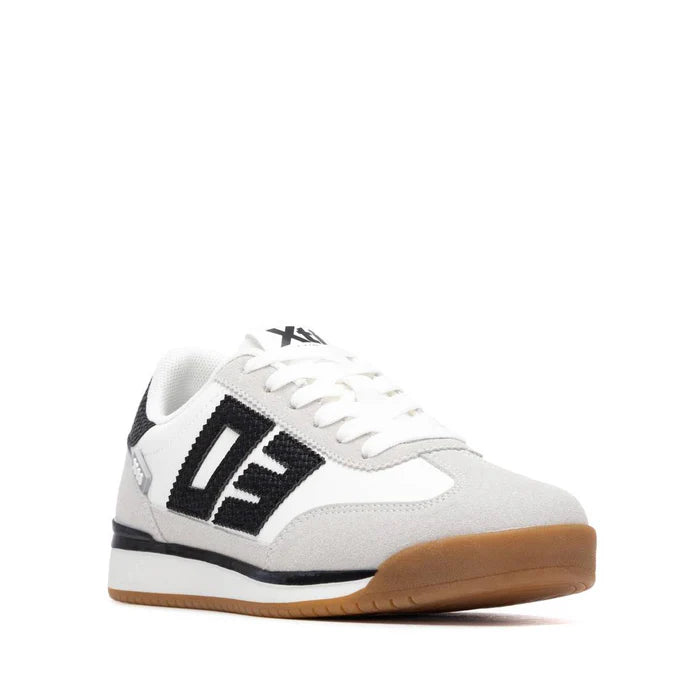 Mixed textile trainer in black, grey and white
