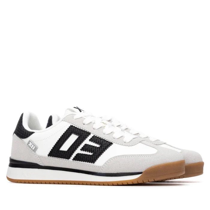 Mixed textile trainer in black, grey and white