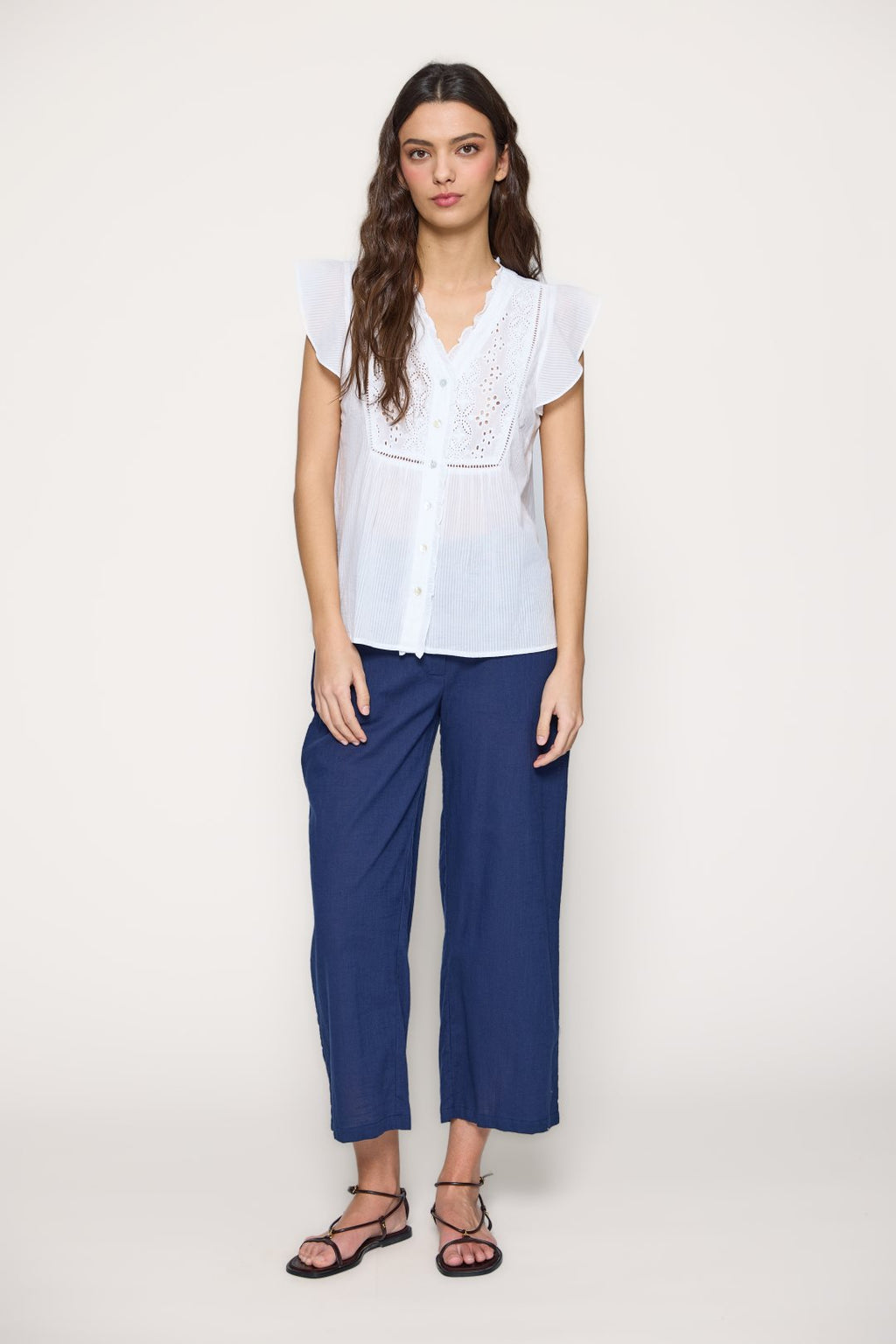 White shirt with anglaise detail