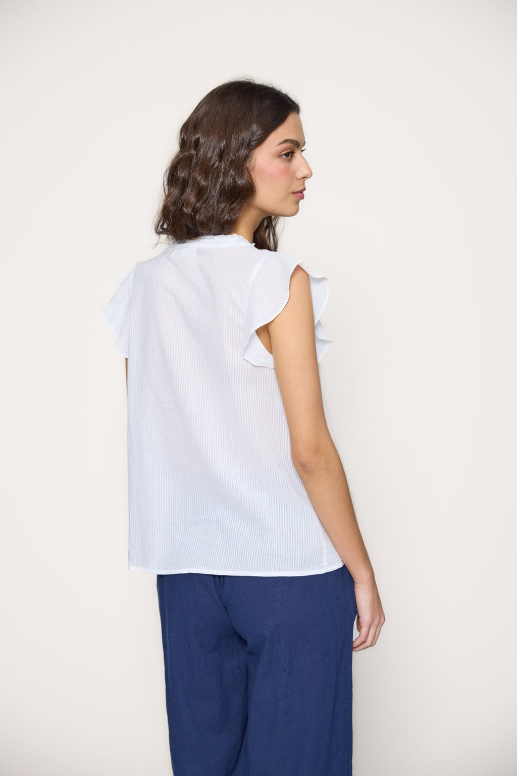 White shirt with anglaise detail