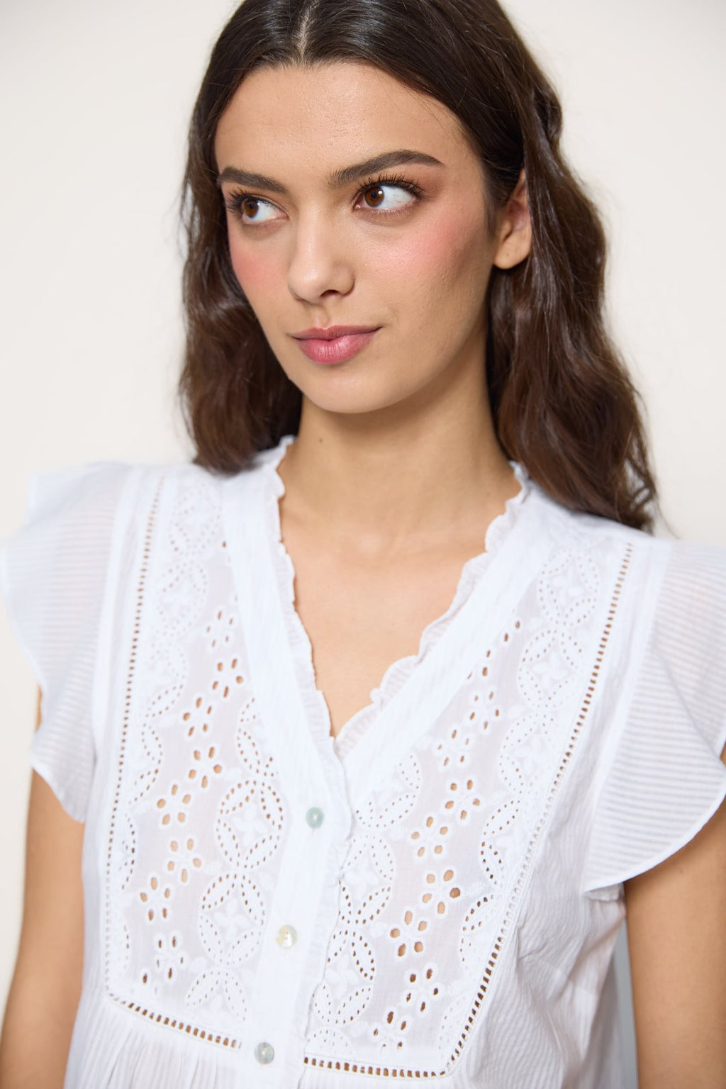 White shirt with anglaise detail