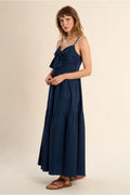 Navy dress with front bow detail