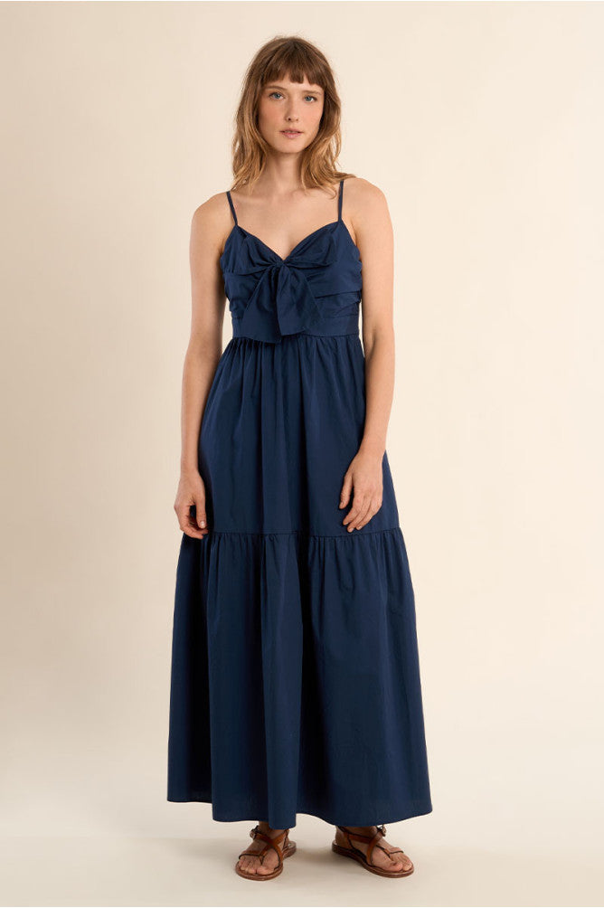 Navy dress with front bow detail