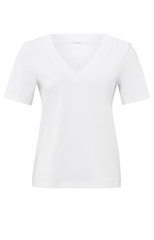 V neck yaya t shirt in pure white