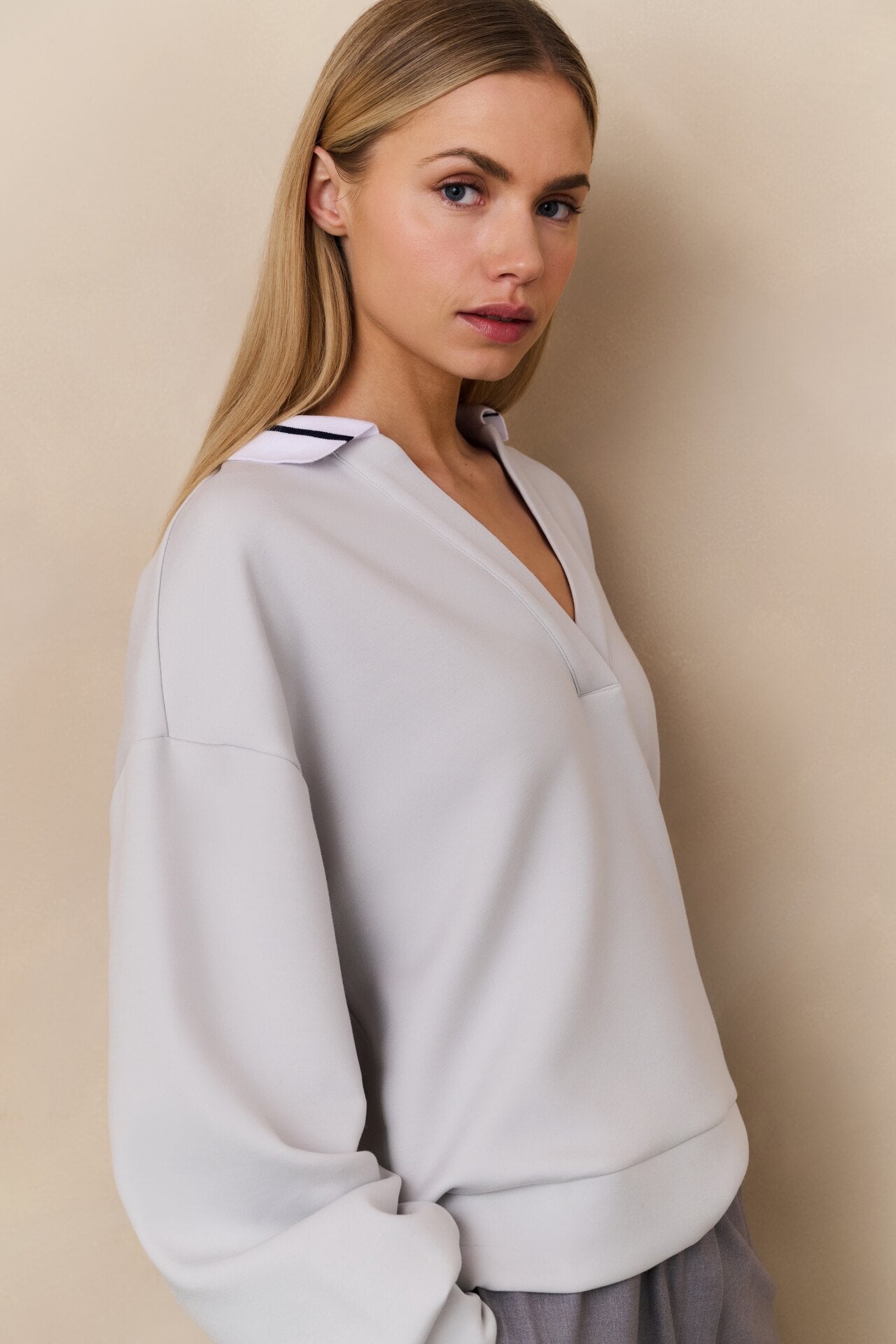 Polo style sweat shirt