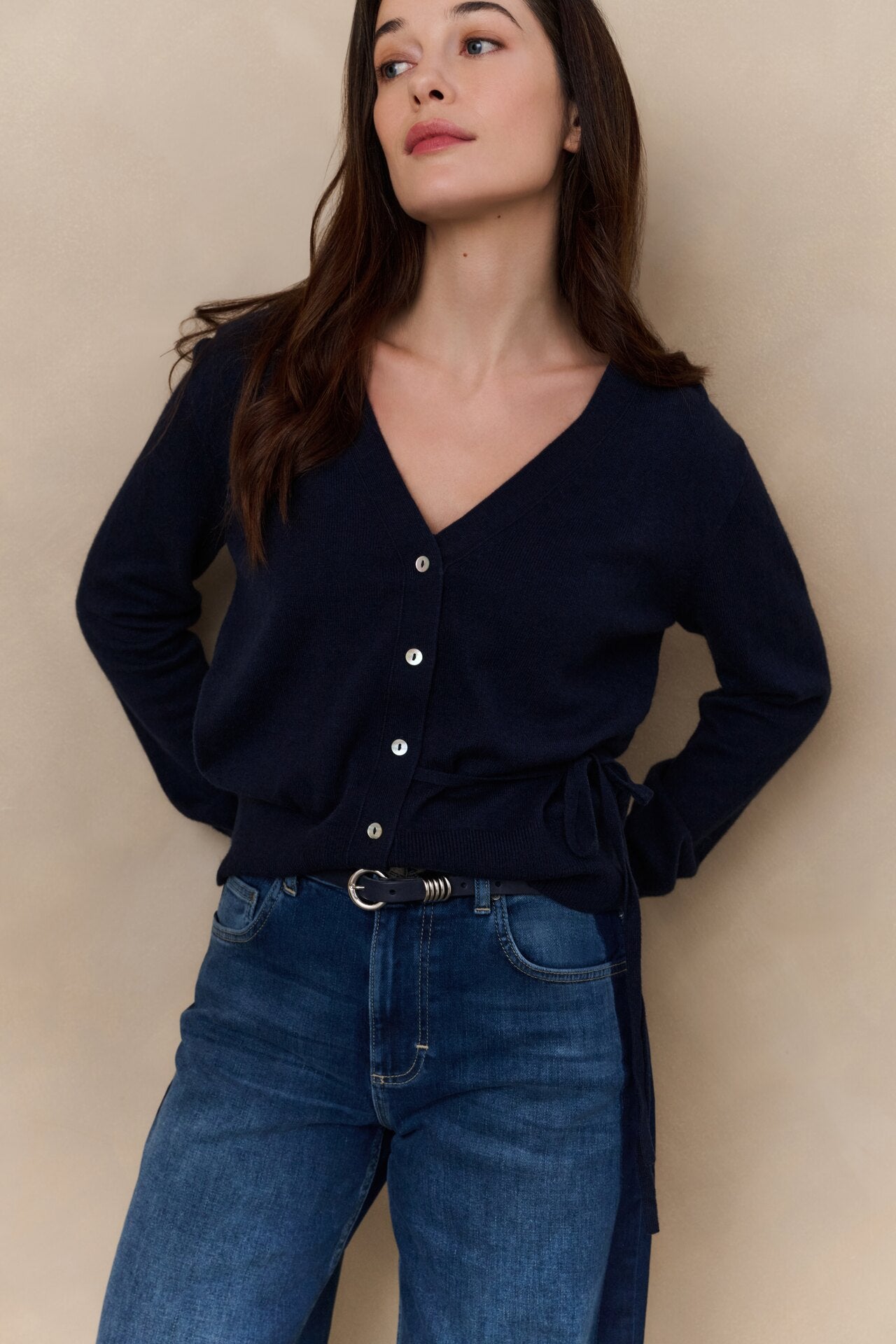 Cardigan with tie waist