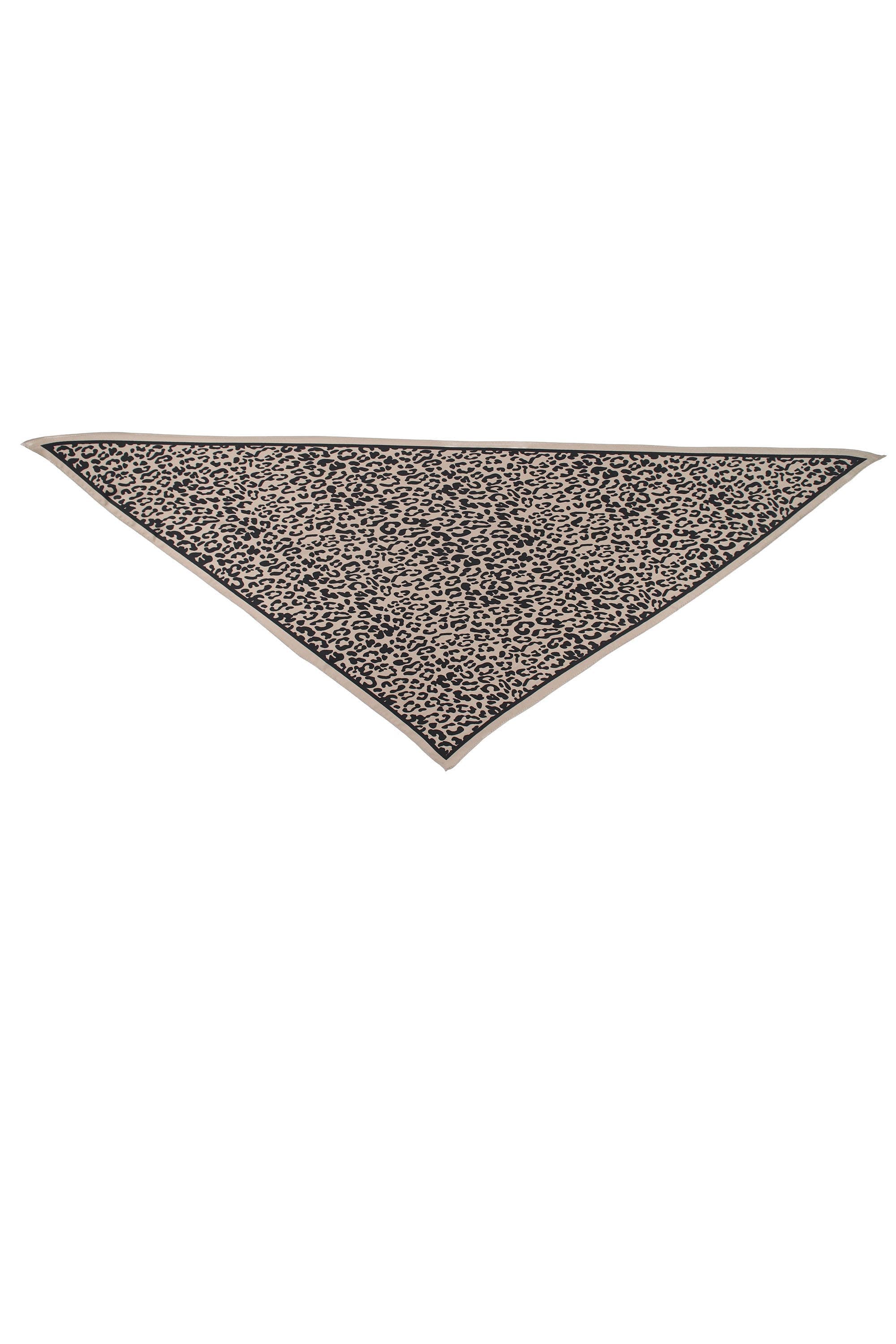 TRIANGLE SCARF LEOPARD-PRINT SILK-TOUCH: Taupe