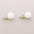 Faceted Crystal Ball Hanging Hoop Earrings: white