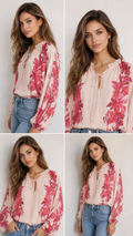 Printed top in Blush