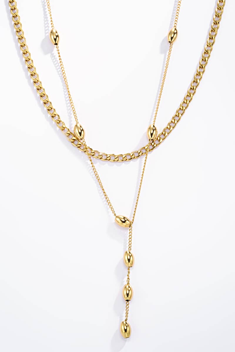 Stainless steel double Y necklace: Gold