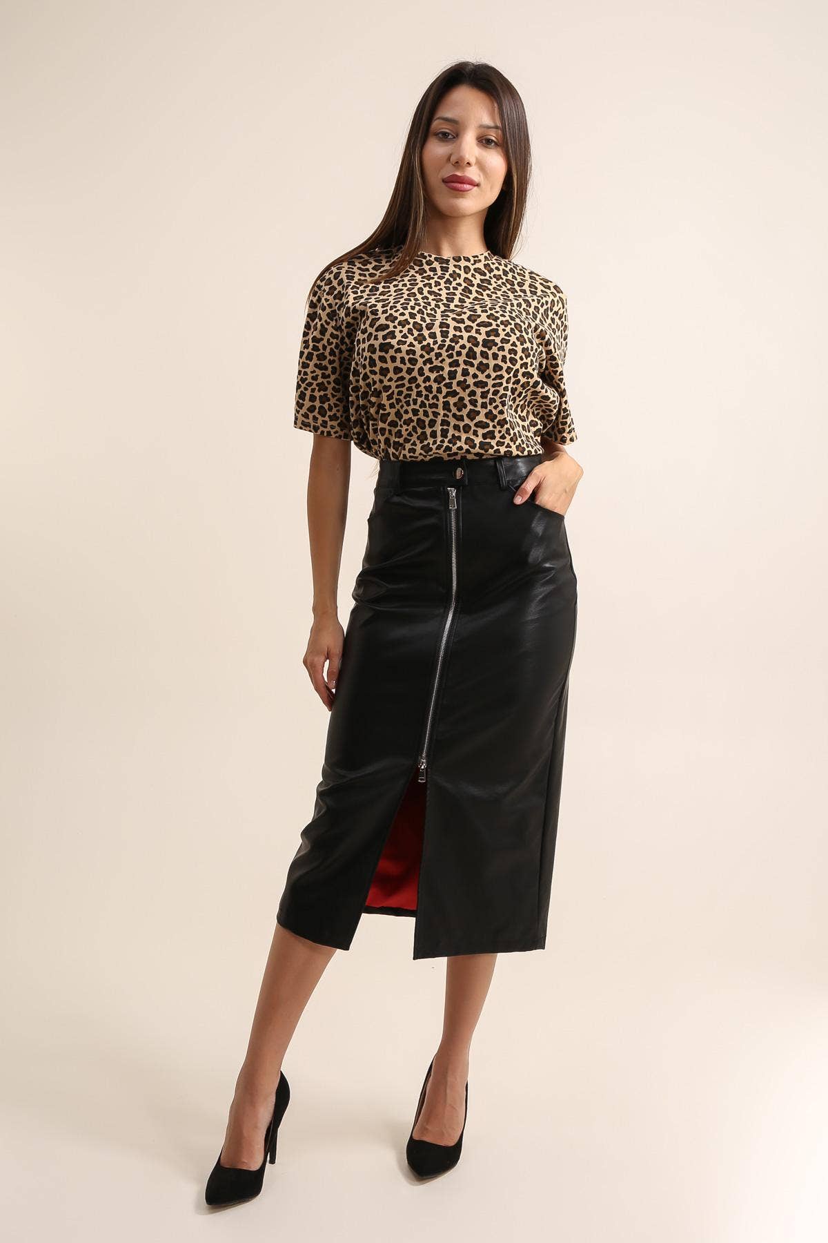 FAUX LEATHER SKIRT