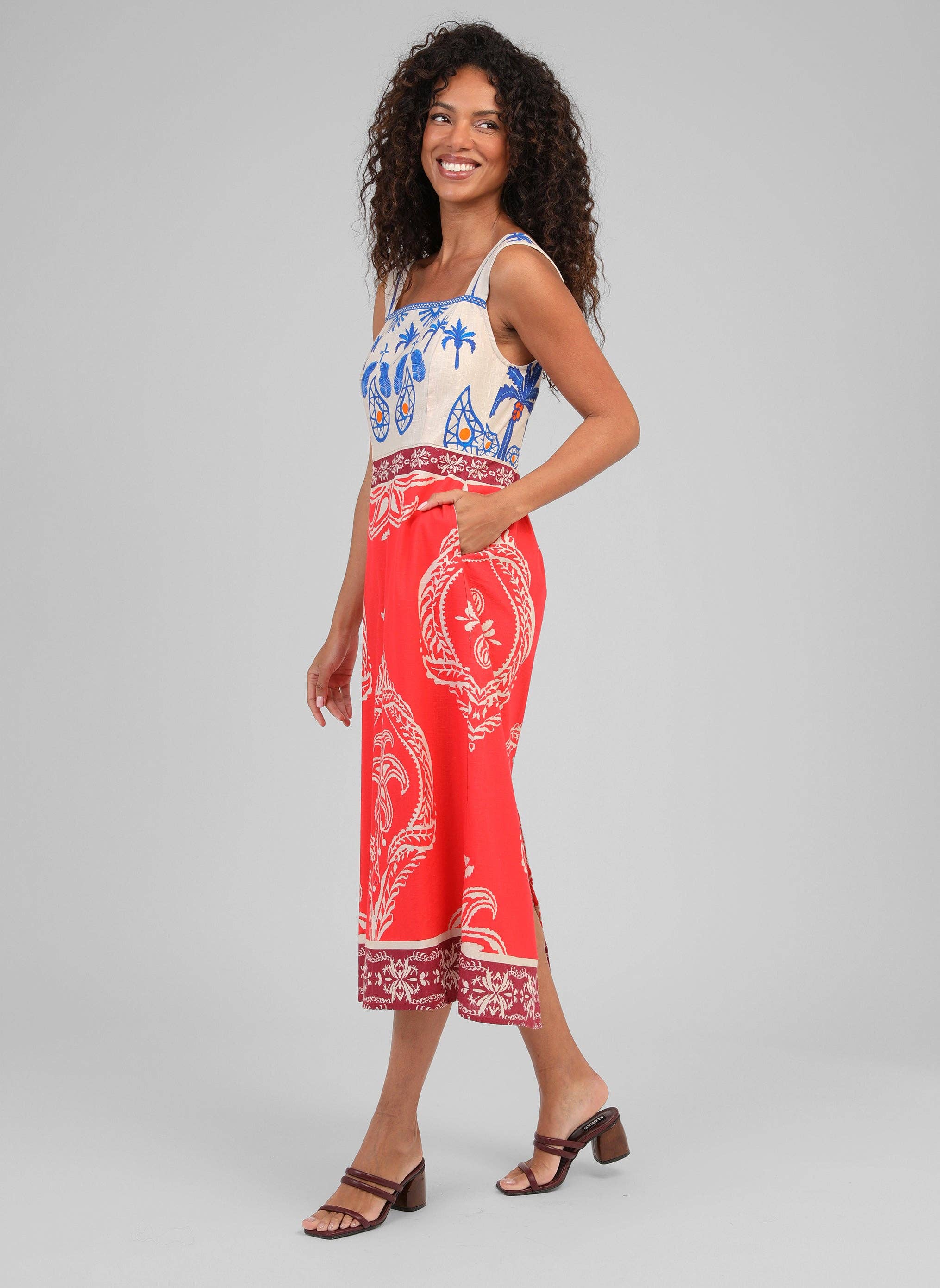 OLENIE midi dress Tivoli red