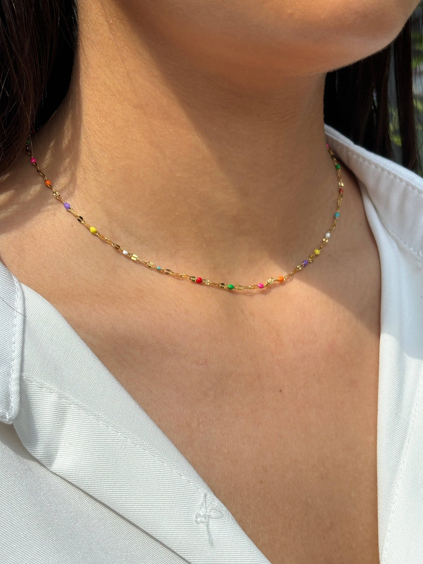 Stainless steel colorful necklace: Multicoloured