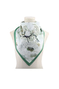 Small floral print cotton square Green