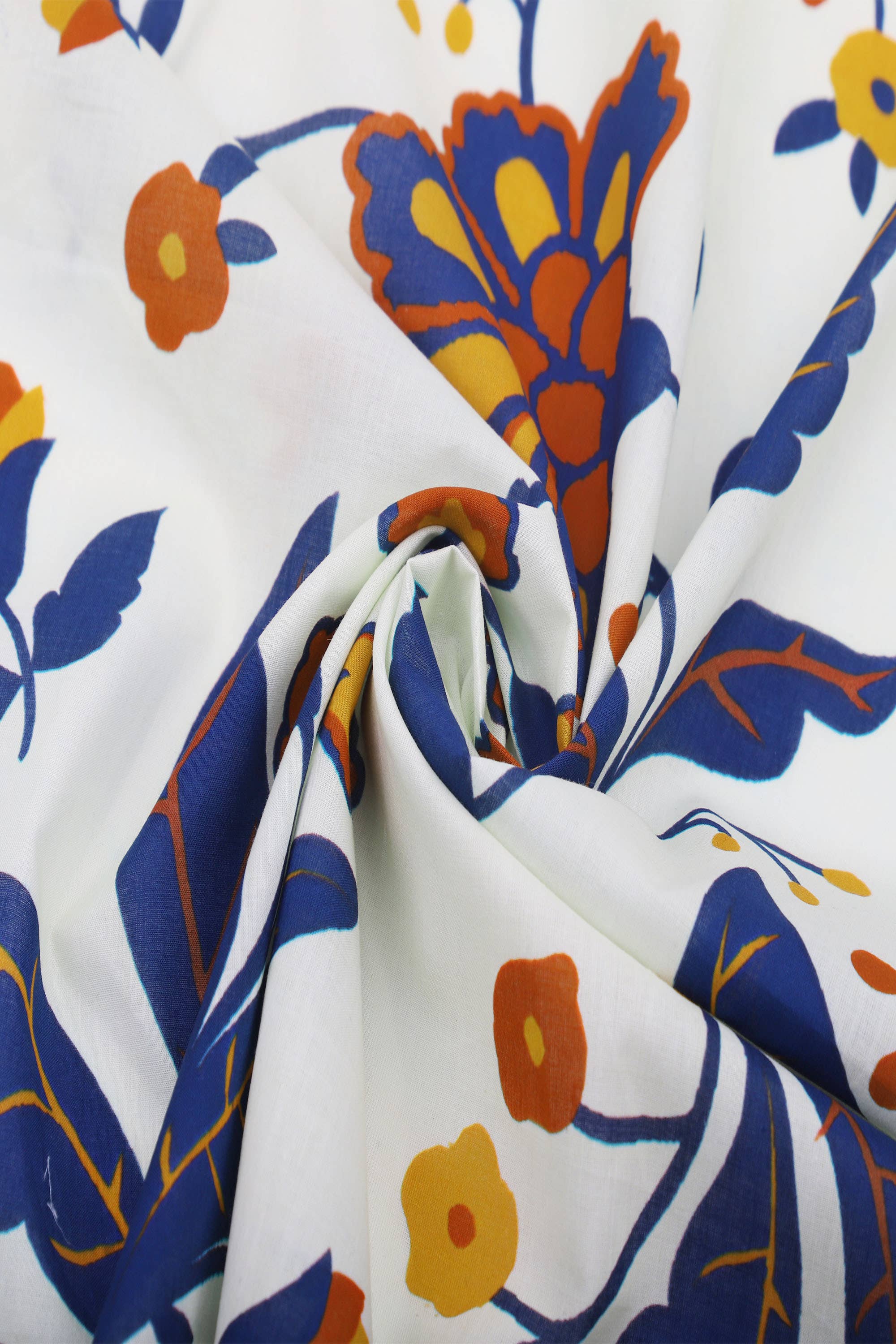 Small floral print cotton square Navy Blue