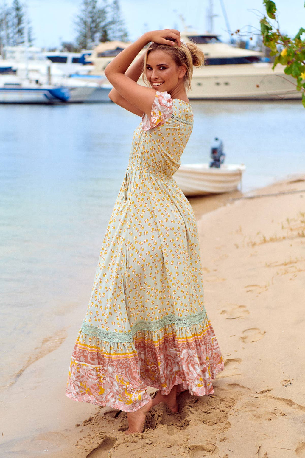 MAISHA PRINT CARMEN MAXI DRESS