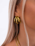 GOLD MEDIUM HOOP EARRINGS - TRIPLE