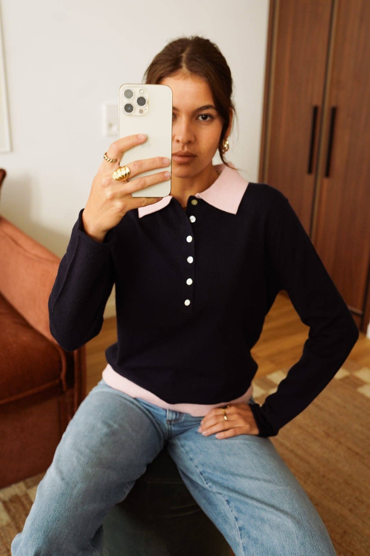 Polo Navy and pink