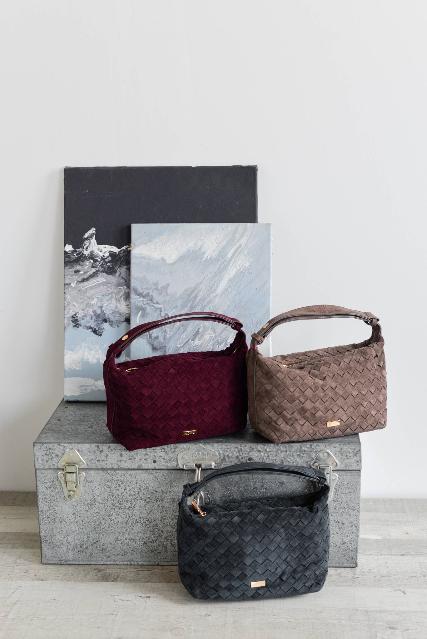 Purple Braided Suede Crossbody Bag