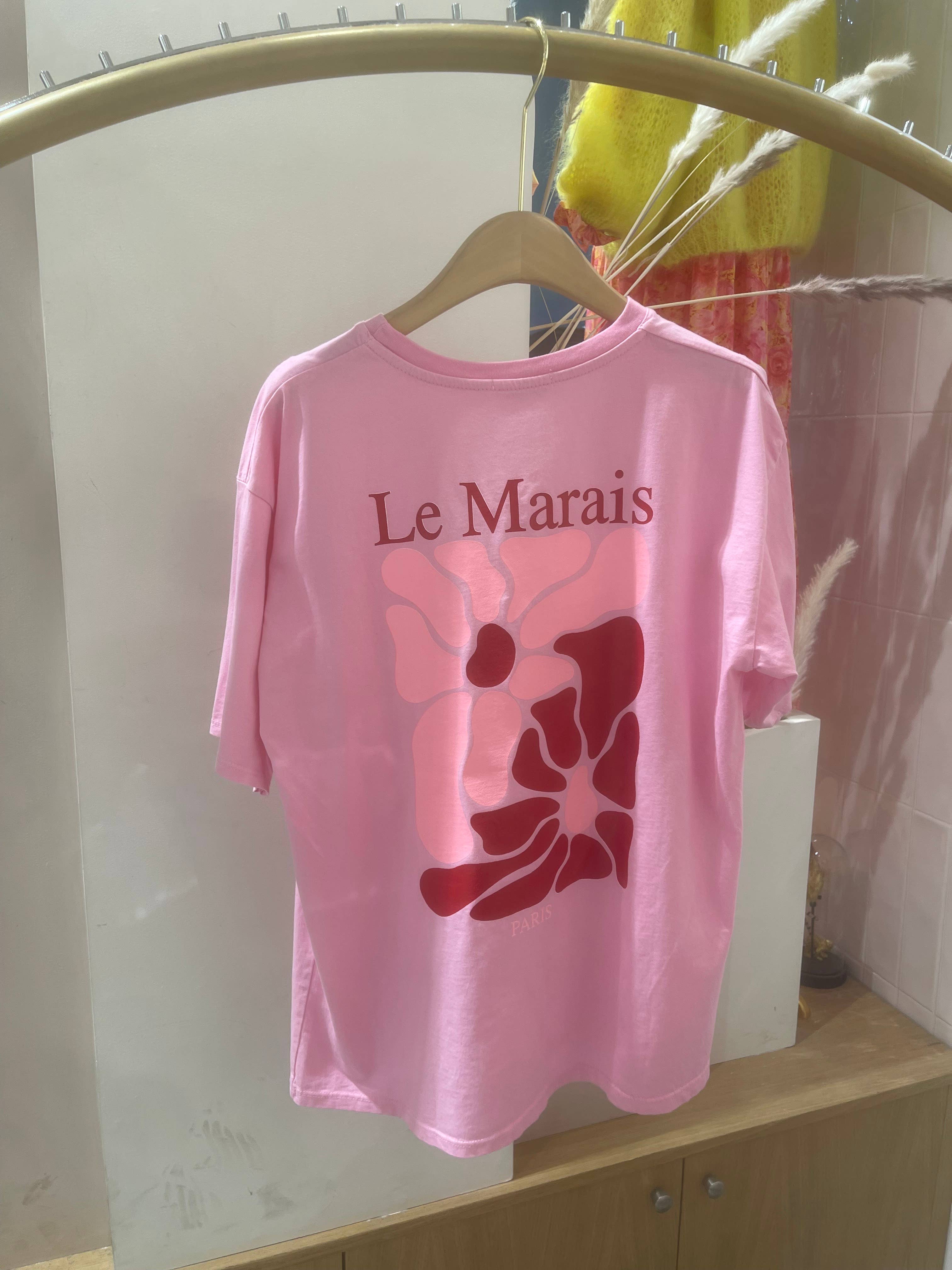 Parisian T-shirt Le Marais Graphic on Back: Pink