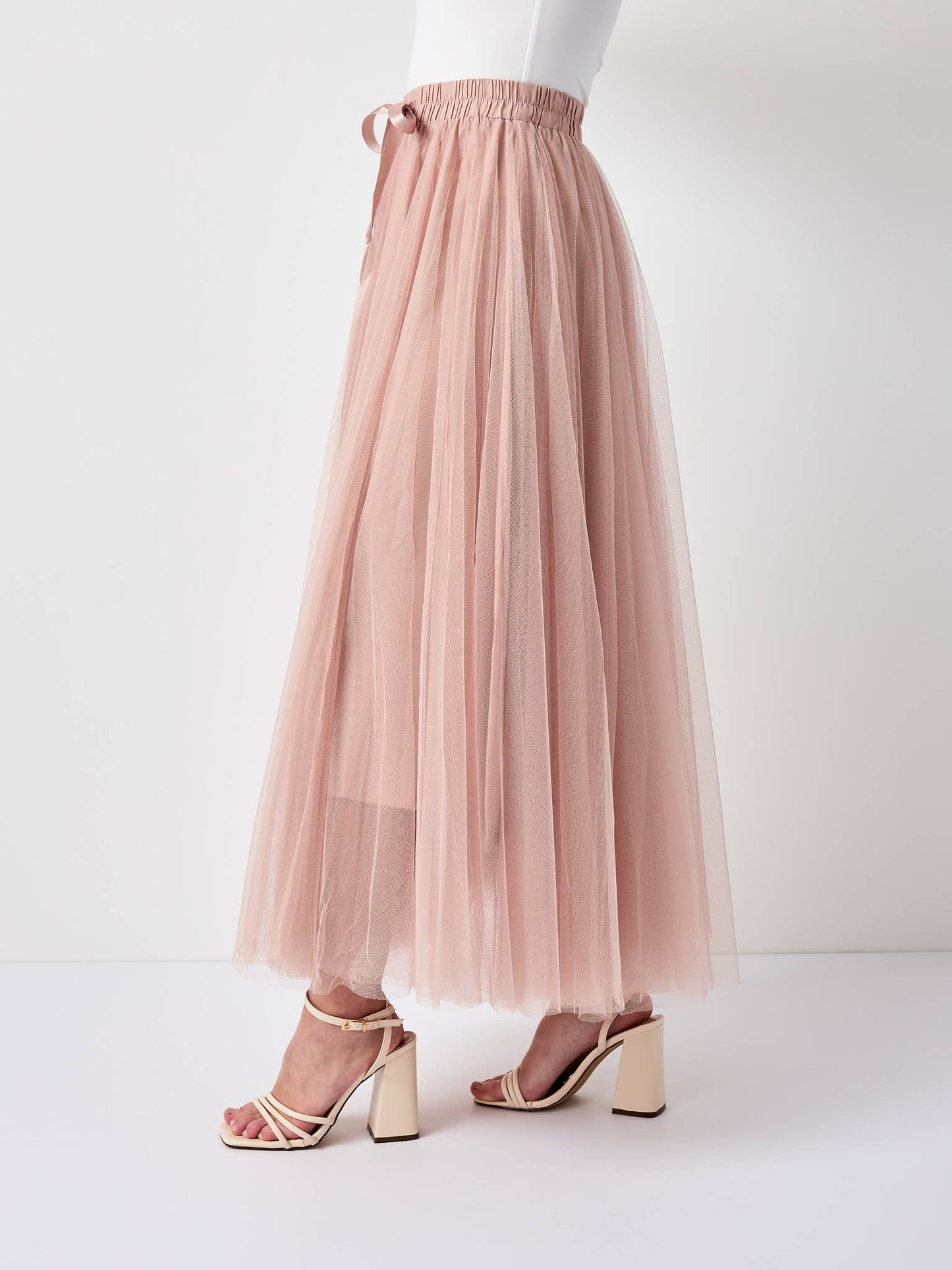 Aria long tulle skirt old rose