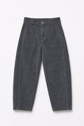 Casual fine-wale corduroy pants with a barrel-leg cut: Anthracite