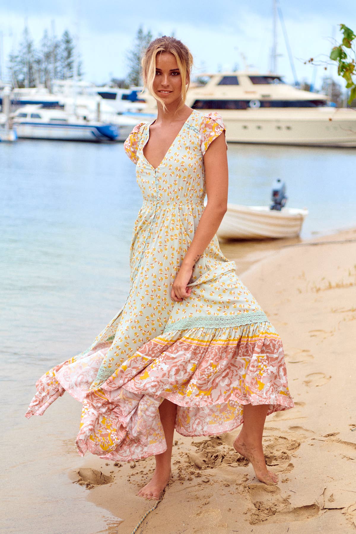MAISHA PRINT CARMEN MAXI DRESS