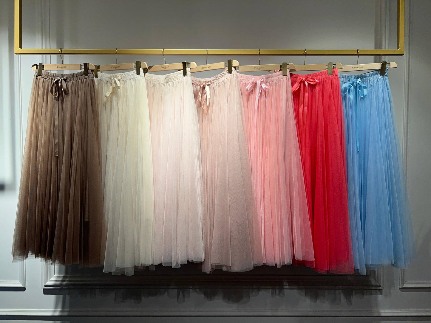 Aria long tulle skirt old rose