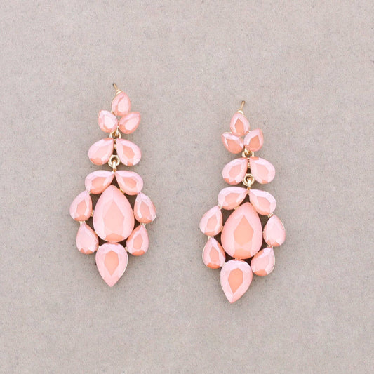 Crystal Metal Earrings: Coral