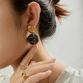 Gemma - Drop Earrings: Black