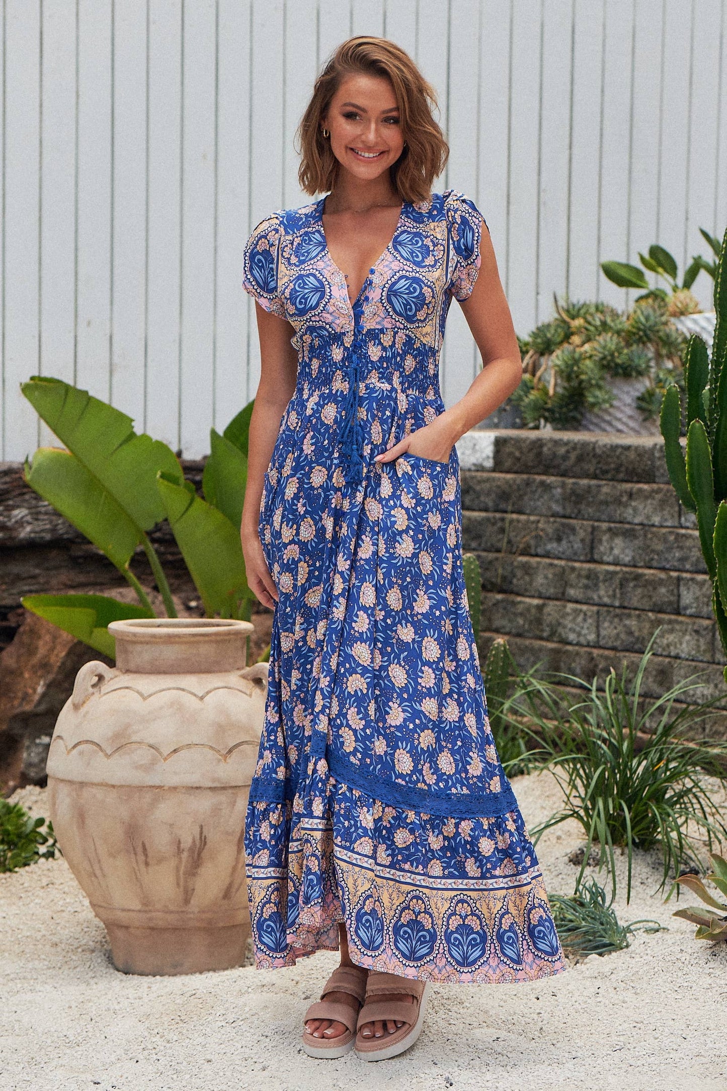 CAMELIA PRINT ROMI MAXI DRESS